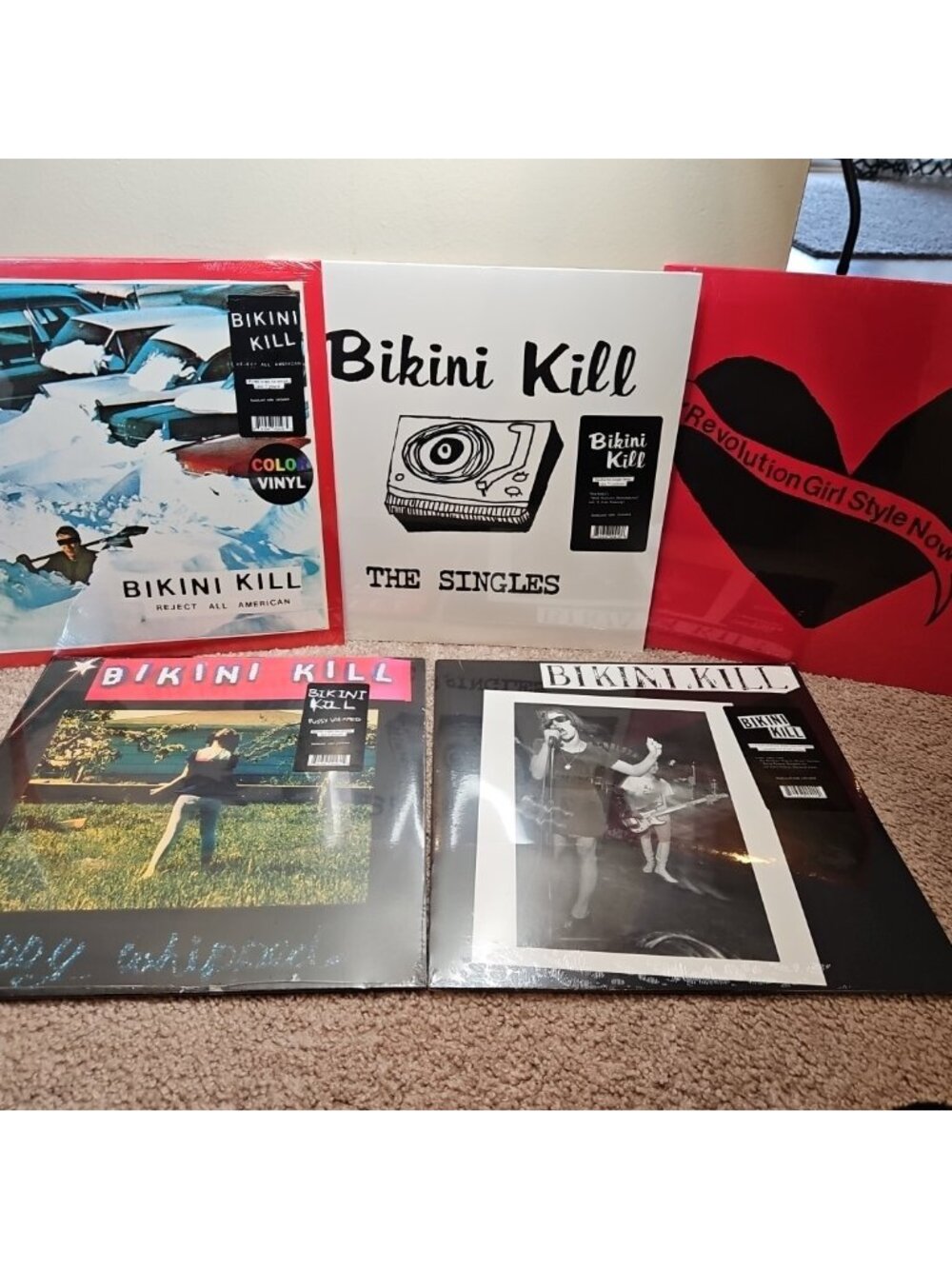 Lot of 5 Bikini Kill Records: The Singles, Reject All-American, Revolution Girl